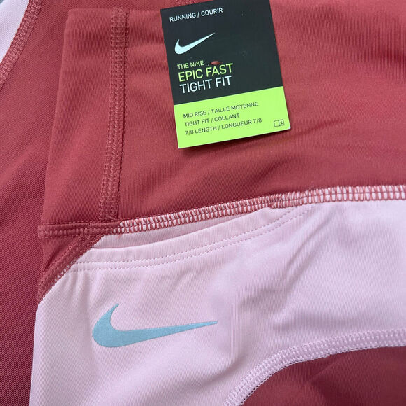 Nike Run Tights 7/8 LENGTH Women’s Sz 2X MID RISE DRI-FIT Pink NWT - Picture 3 of 8